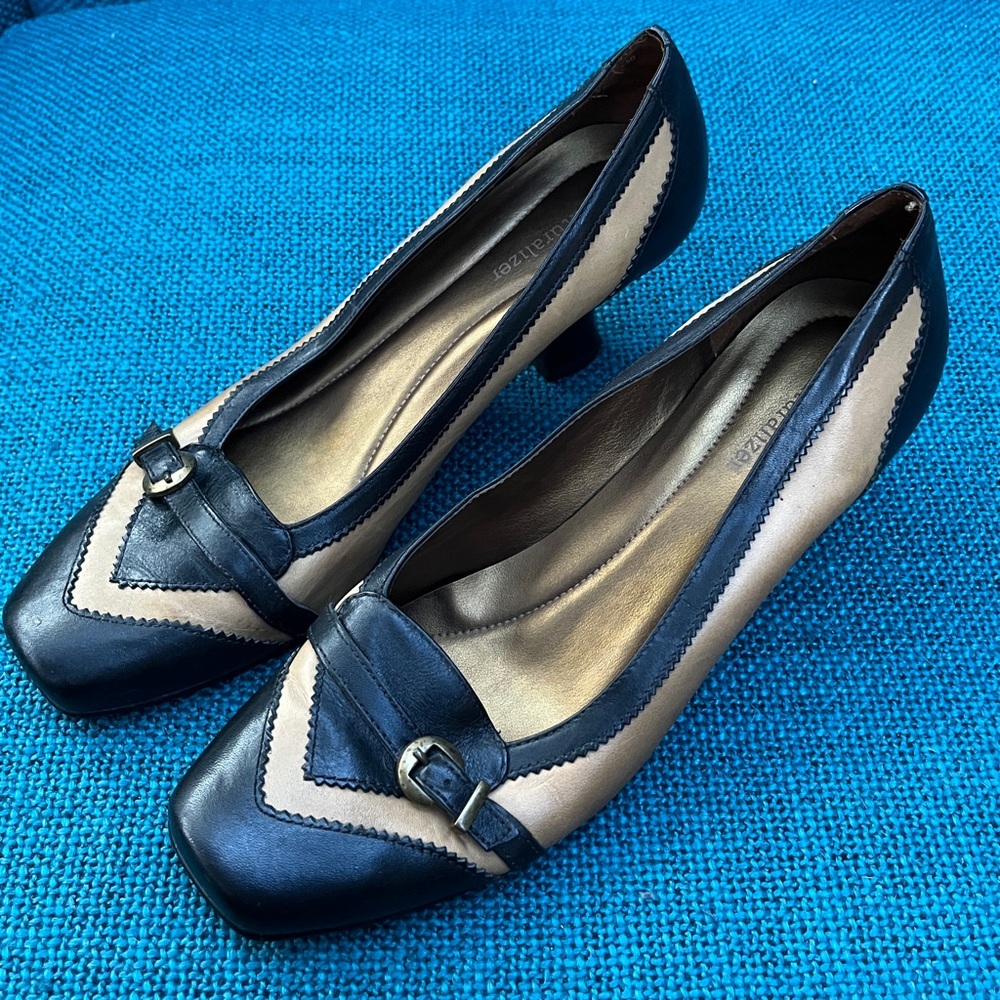 Naturalizer Women’s Size 9 Black & Cream Leather High Heels